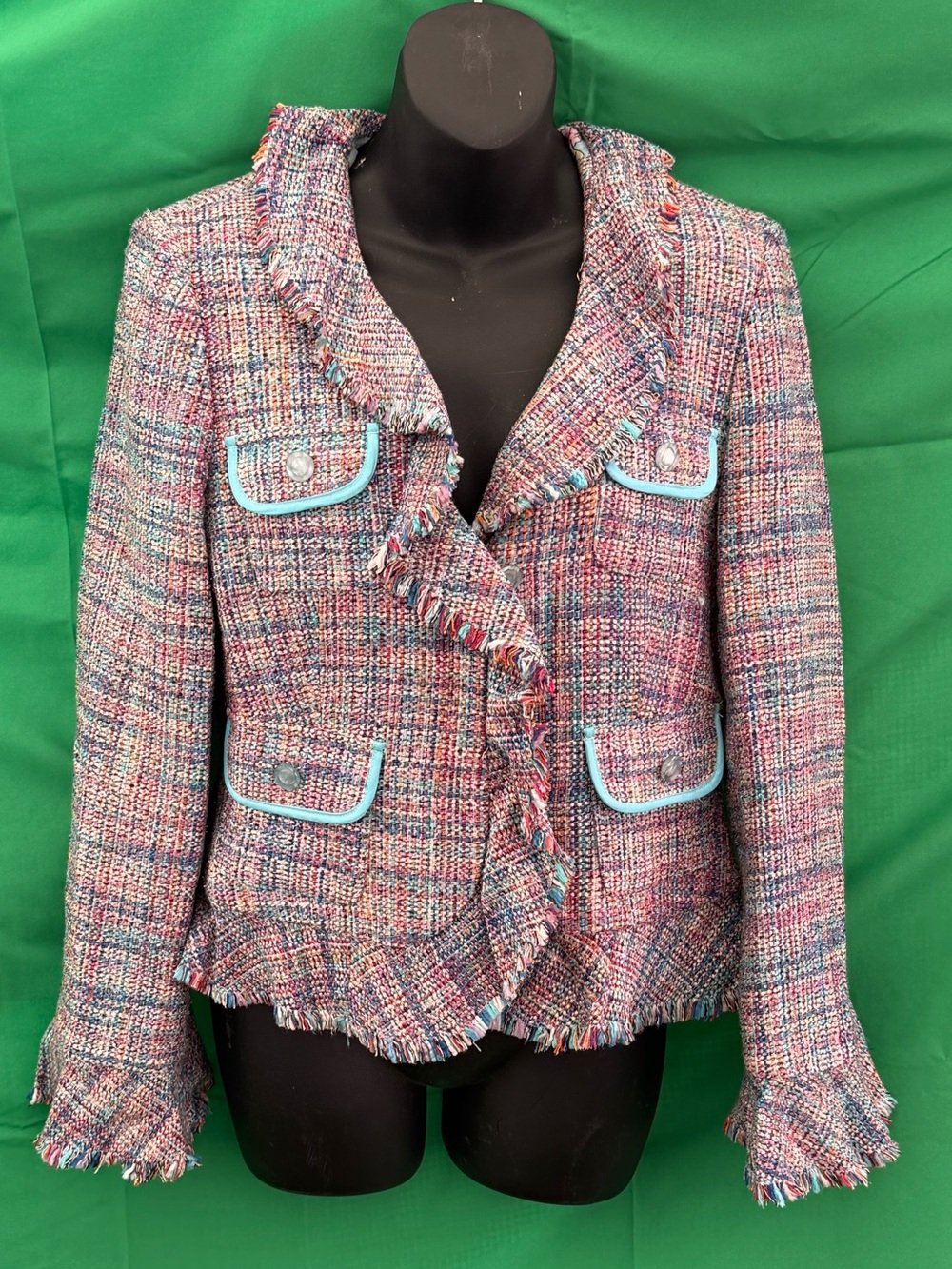 ICE Iceberg Multicolor Tweed Boulcé Fringe Jacket